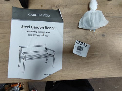 Garden Vida Steel Garden Bench, Rose Design 3 Seater Outdoor Furniture Seating — New (other) (photo 4)