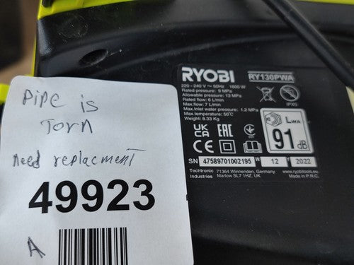 Ryobi RY130PWA 1600W 130bar Pressure Washer - Green — New (other) (photo 10)