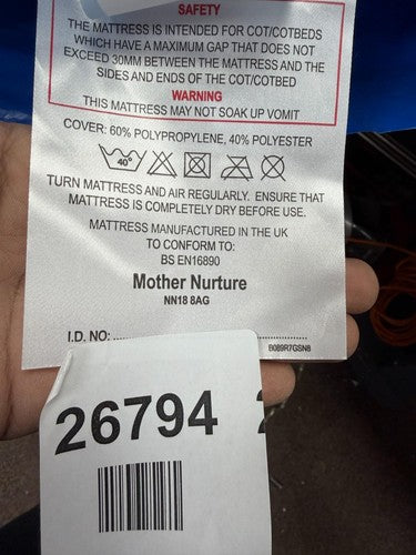 Mother Nurture Mattress NN18 8AG Size 1400×700×100mm