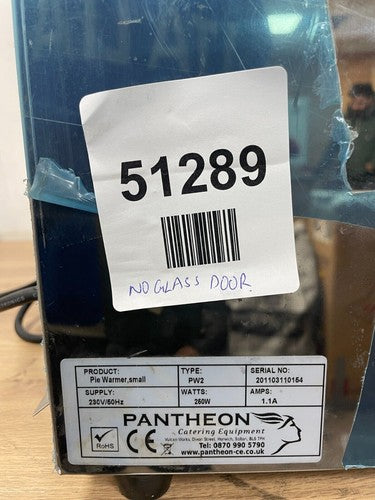 pantheon PW2 PIE  warmer - GLASS COVER MISSING