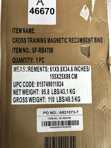 Sunny Health & Fitness Compact Performance Recumbent Bike SF-RB4708 — New (other) (photo 6)