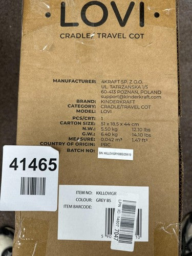 Kinderkraft Lovi Travel Cot Cradle Grey — New (other) (photo 5)