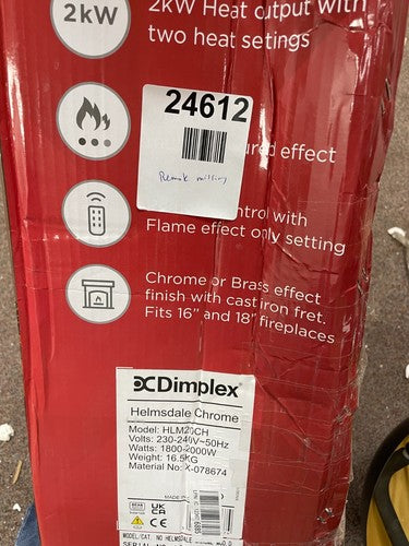 Dimplex Helmsdale Optiflame Inset Electric Fire, Chrome LED Flame Fireplace — New (other) (photo 6)