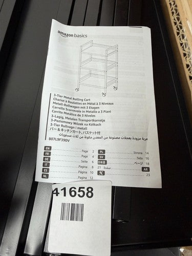 Amazon Basics 3-Tier Metal Rolling Cart, Black — New (other) (photo 3)