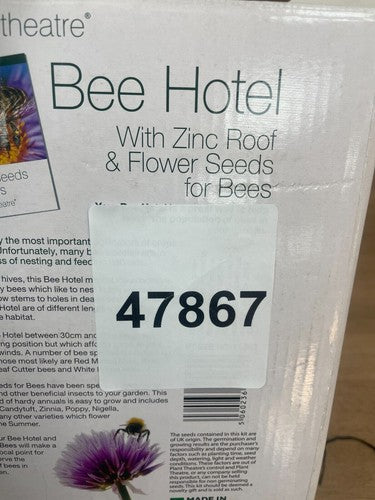 Bee Hotel With Zinc Roof & Flower Seeds for Bees, Plant Theatre