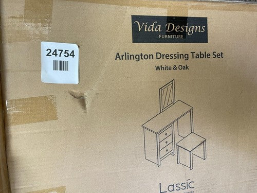 Vida Designs Arlington Dressing Table 3 Drawer Stool Mirror- Read Description — New (other) (photo 3)