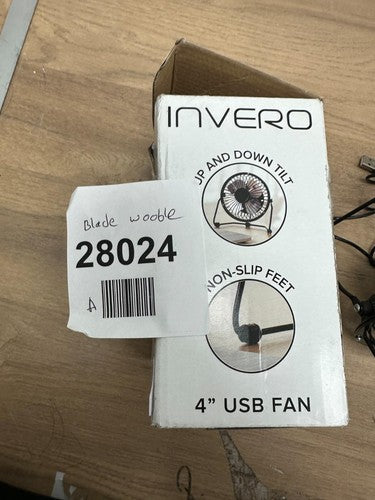 Invero® Mini USB 4-Inch Tilting Desktop Cooling Fan with Metal Shell