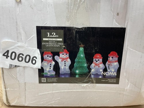 NOMA Festive String Lights: 4 Acrylic Snowmen & 1 Christmas Tree, 8 White LEDs P — New (other) (photo 2)