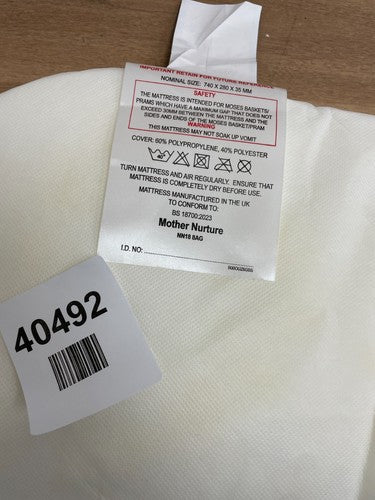 Mother Nurture Classic Foam Moses Basket Mattress White 74 x 28 x 3.5 cm — New (other) (photo 3)