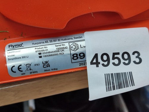 FLYMO SimpliStore 300Li Cordless Lawnmower 40V - Read Description