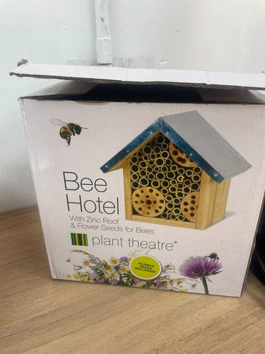 Bee Hotel With Zinc Roof & Flower Seeds for Bees, Plant Theatre