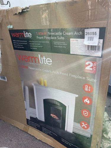 warmlite 1.85kwh newcastle cream arch front fireplace suite — New (other) (photo 6)
