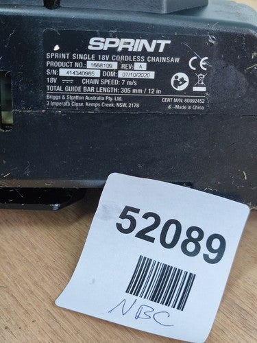 Sprint 18V Li-Ion 25cm Cordless Chainsaw Kit, Powered by Briggs & Stratto — Used (photo 5)