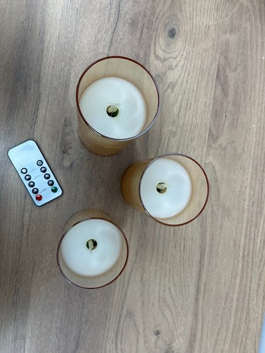 3 Pack Remote Control Battery Powered LED Flameless Flickering Wax Candles XMAS