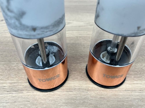 Tower T847005WR Electric Salt & Pepper Mill In Marble & Rose Gold — Used (photo 3)
