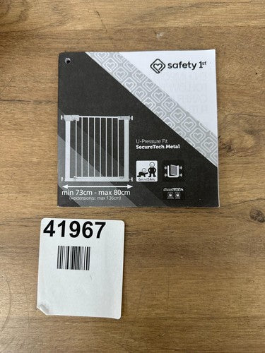 Safety 1st SecureTech Stair Gate 73-80cm U-Pressure Fit White