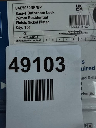 Carlisle Brass BAE5030NP Euro Spec Ease-T Nickel Plated Bathroom Lock, 76mm W — New (other) (photo 4)