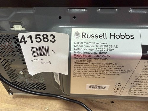 Russell Hobbs RHM2076B 800W 20L Digital Microwave - Not Heating — New (other) (photo 5)