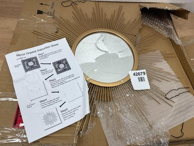 Stonebriar Round Decorative Antique Gold 23" Metal Starburst Hanging Mirror — New (other) (photo 2)