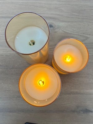 HIYAA LED Flameless Candles, Gold Glass Battery Operated Candles Flickering with — New (other) (photo 3)