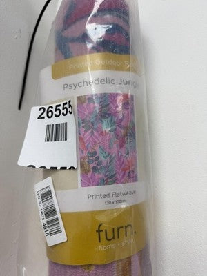 furn. Psychedelic Jungle Outdoor Washable Rug – Digitally Printed Tropical Flora — New (other) (photo 2)