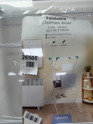 3 Tier Folding Clothes Airer - For Laundry, Indoor And Outdoor | Non-Slip Feet &