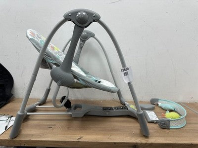 Ingenuity Swing 'N Go Portable Baby Swing 5-Speed Gray, Hug Hoot, 0-9 Months — Used (photo 2)