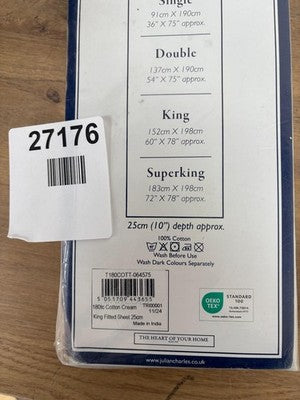 Julian Charles Super King Fitted Sheet Standard - Grey, Microfibre — New (other) (photo 2)