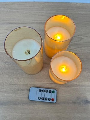 HIYAA LED Flameless Candles, Gold Glass Battery Operated Candles Flickering with — New (other) (photo 2)