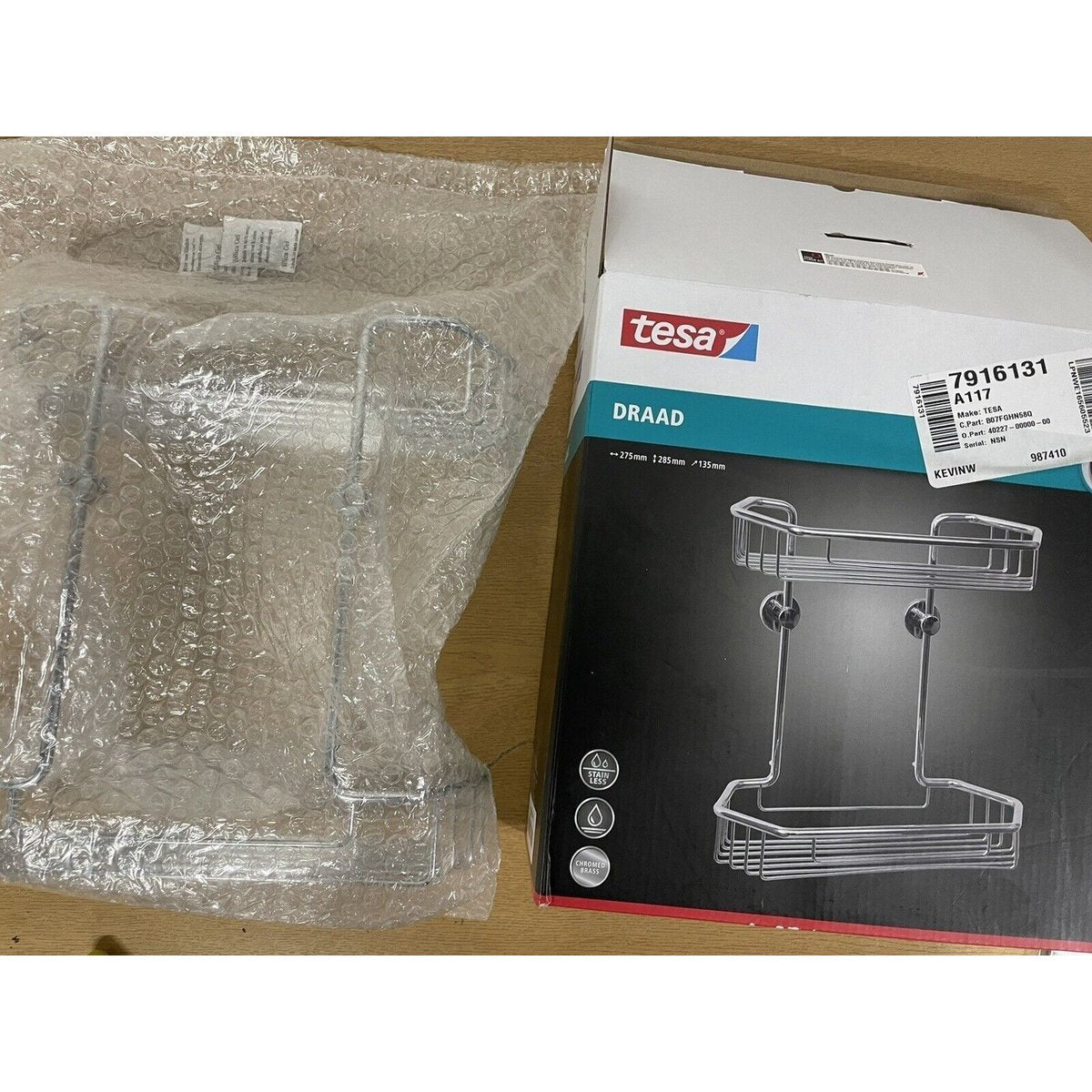 Draad Shower Caddy - Self-adhesive, High-Gloss Chromed (Read Description)