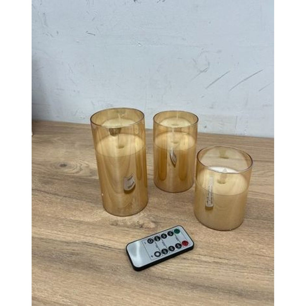 3 Pack Remote Control Battery Powered LED Flameless Flickering Wax Candles XMAS