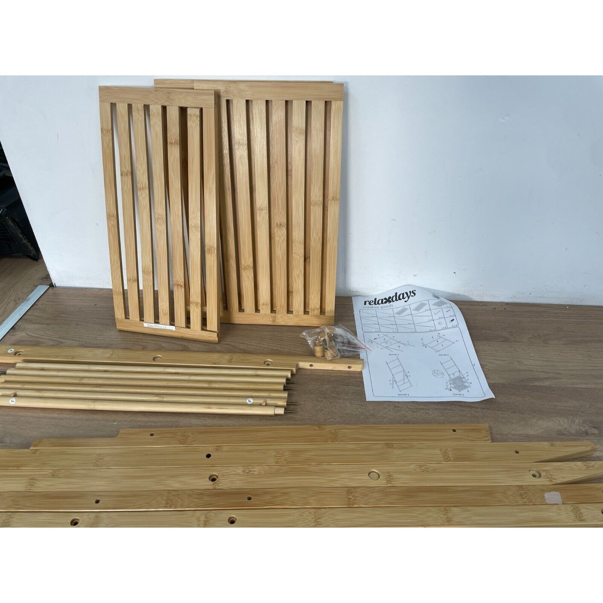 Relaxdays Bamboo Rack Folding Small Clothes Stand Wood Brown