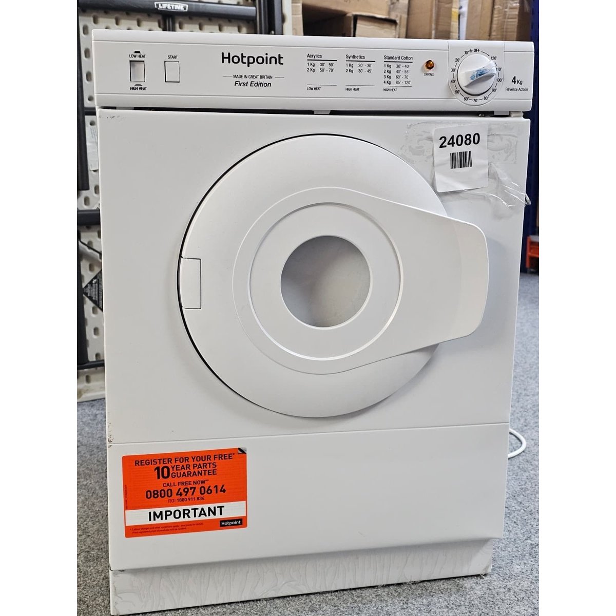 Hotpoint NV4D01P 4kg Freestanding Front Vented Tumble Dryer - Minor dents