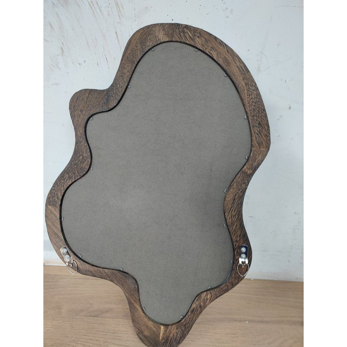 Wood frame assymetrical cloud mirrors
