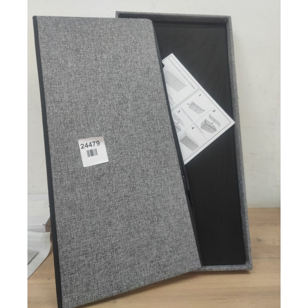 Grey Ottoman Storage Box Folding Seat Footstool Storage Boxes, 76 x 38 x 38cm Pa