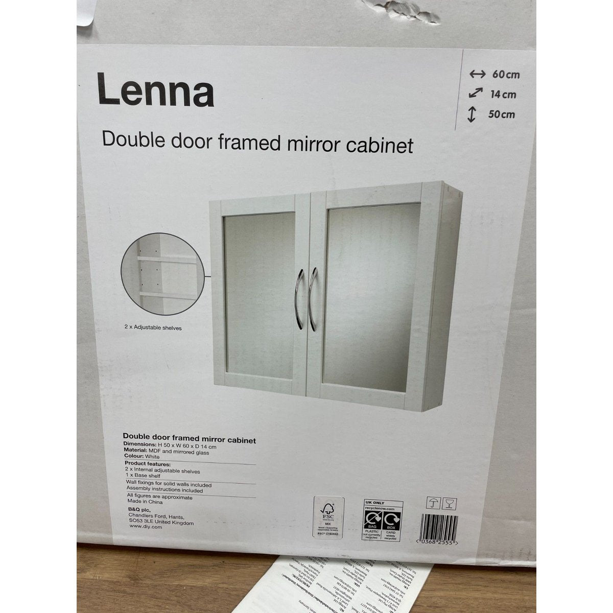 Lenna Double Framed Door Mirror Cabinet WHITE