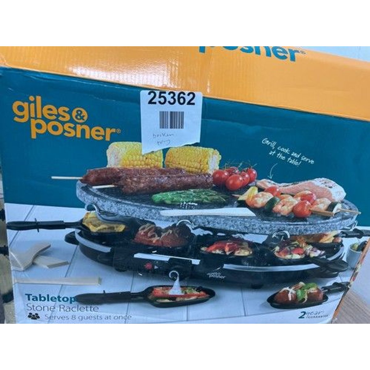 Giles Posner Electric Stone Raclette Grill Non-Stick Indoor Tabletop Appliance