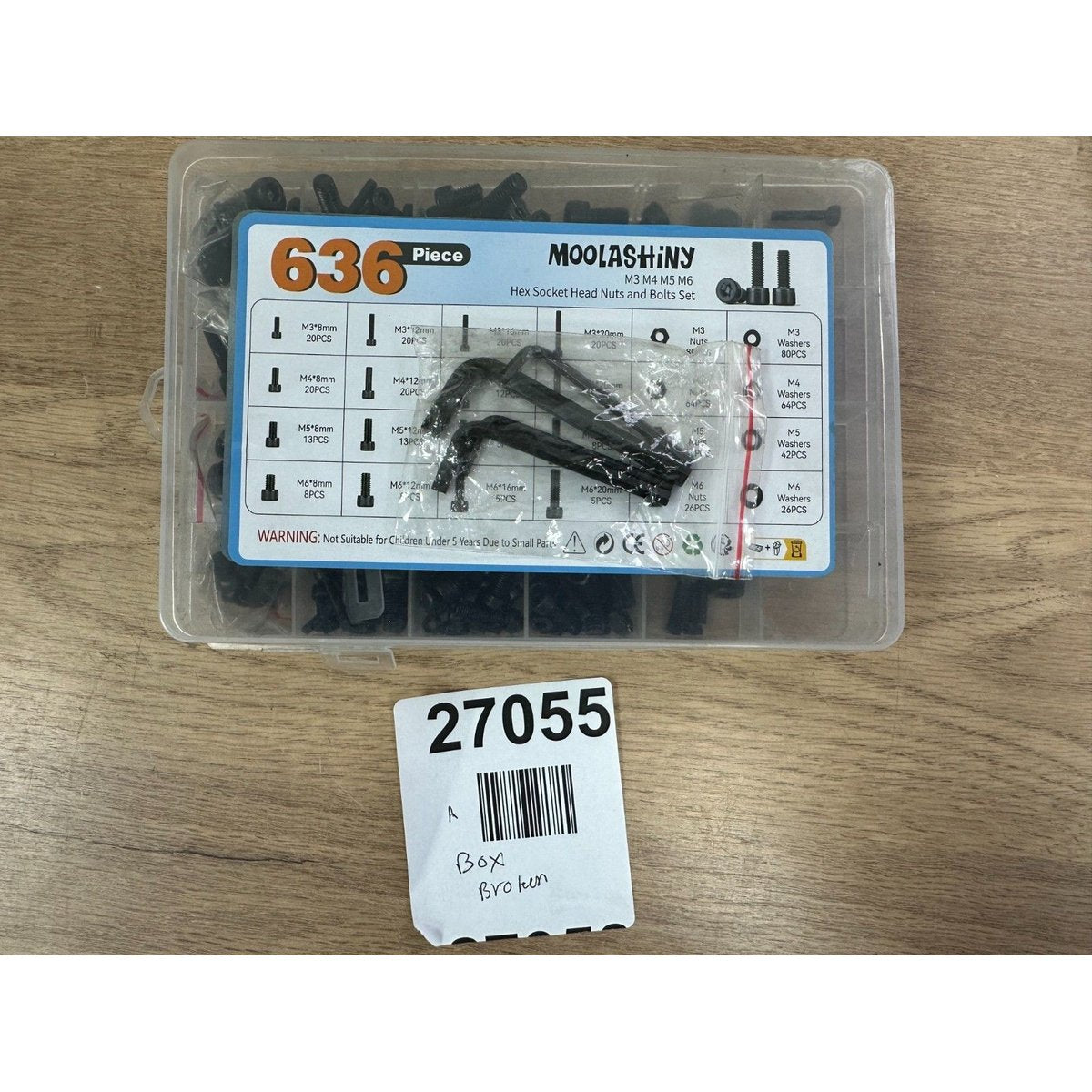 636PCS M2 M3 M4 M5 Nuts and Bolts Set, Hex Socket Head Cap Metric Screw