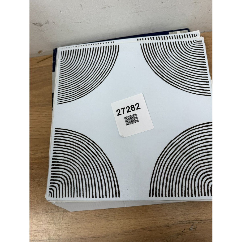 FloorPops WallPops Peel and Stick Vinyl Floor Tiles - White/Black, Pack of 10