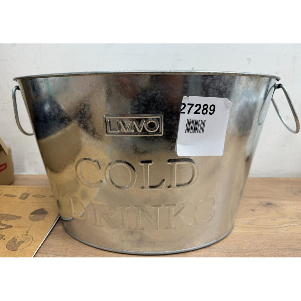 LIVIVO Galvanised Steel Drinks Ice Cool Bucket with Handles