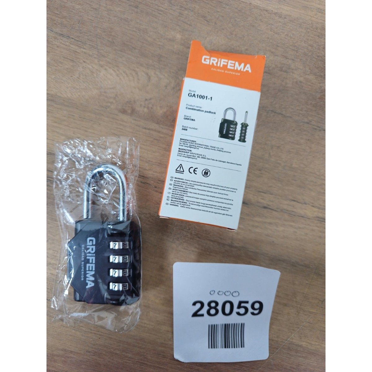 GRIFEMA 4 Digit Combination Padlock Black Heavy Duty Outdoor Lock GA1001-1