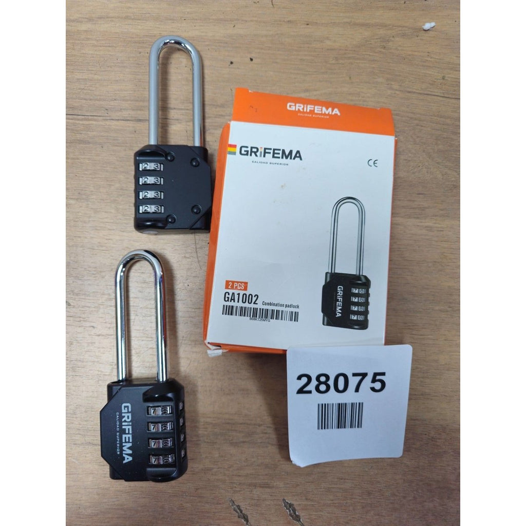 GRIFEMA GA1002 4 Digit Combination Padlock, Long Shackle Padlock, 1 piece