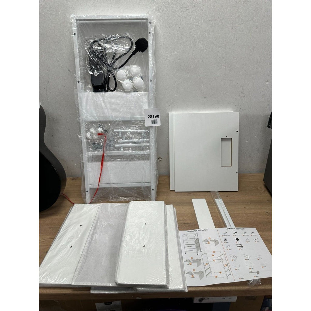 Bedside Table with Charging Station, Nightstand with 2 Outlets and 2 USB Ports,