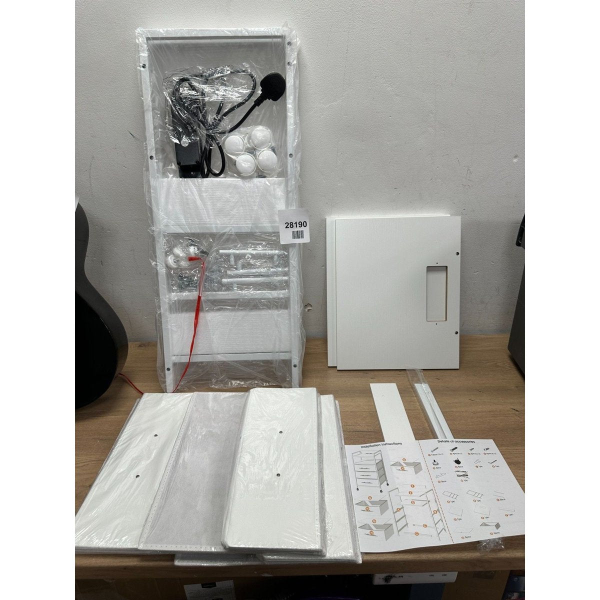Bedside Table with Charging Station, Nightstand with 2 Outlets and 2 USB Ports,