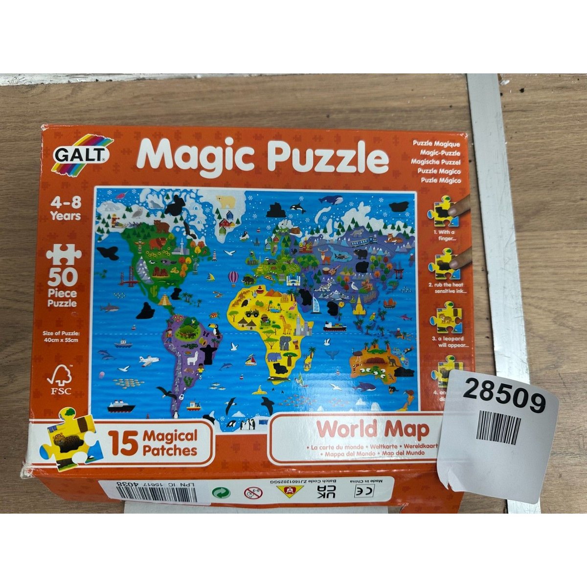 Galt Magic Puzzle - World Map, 50 Piece, Ages 4 to 8 Years Plus