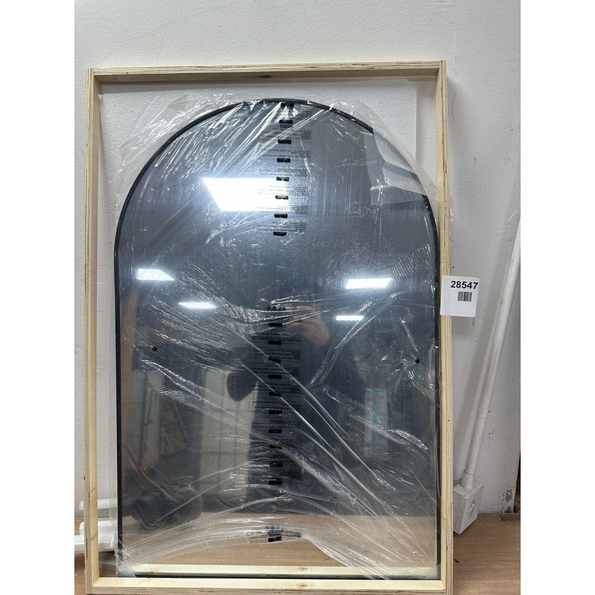 SONGMICS Bathroom Mirror, Wall Mounted Vanity Mirror, Arched, Aluminium Frame, 9