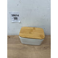 Ceramic Butter Dish Box Storage Tray Container With Bamboo Lid- Seal cut