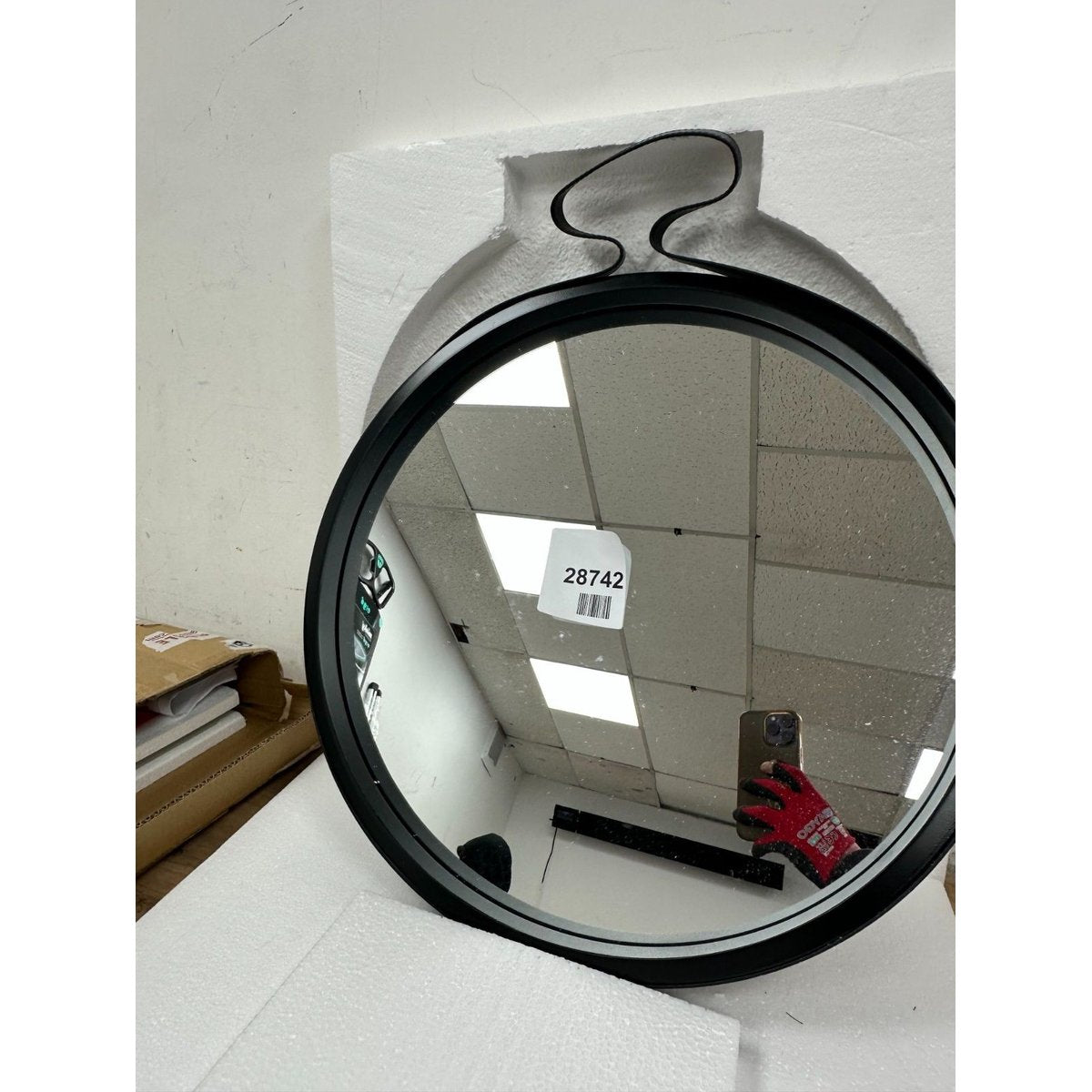 Aspect Leather Strap Wooden Wall Mirror/Round Hanging Mirror