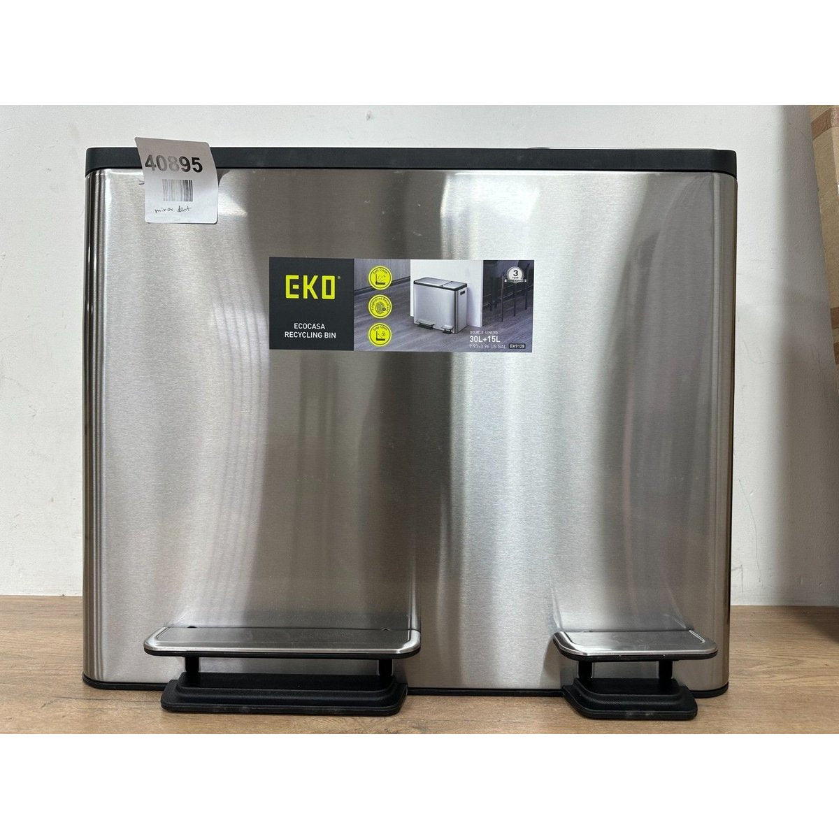 EKO Recycling Bin, Stainless Steel, Stainless Steel Matt, 32.1 x 60.5 x 49.2 cm