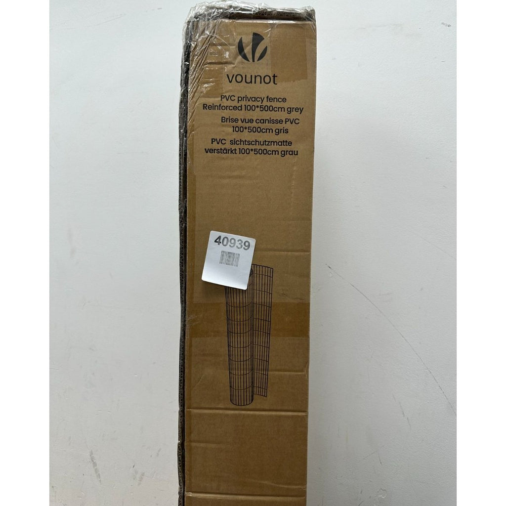 VOUNOT PVC Privacy Screening Fence 100*500cm Reinforced Struts Grey — New (other)